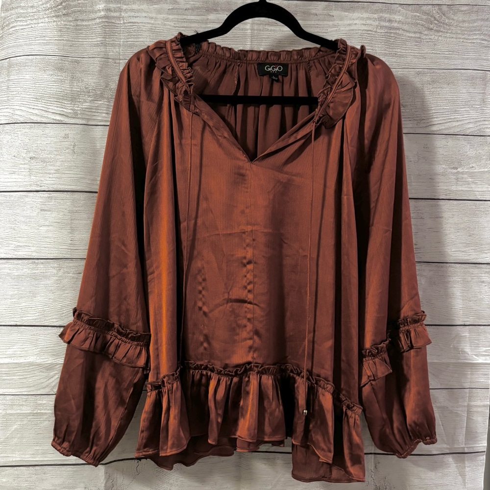 GiGi USA Brown Silk Blouse